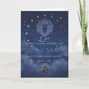Leo Zodiac Personalized Birthday Card