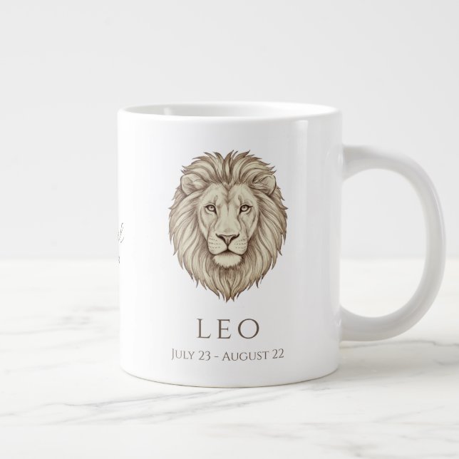 Leo Zodiac Personalized Name & Birth Date Giant Coffee Mug (Right)