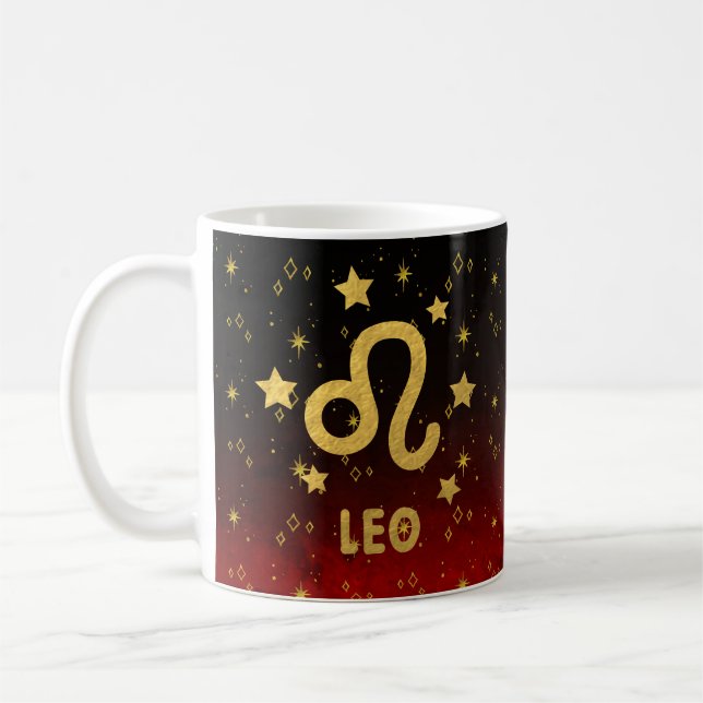 Leo Zodiac Red and Black Astrology Mug (Left)