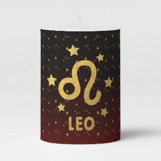 Leo Zodiac Red and Black Pillar Candle