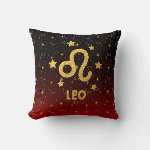 Leo Zodiac Red and Black Throw Pillow