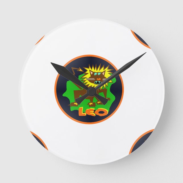 leo zodiac round clock (Front)