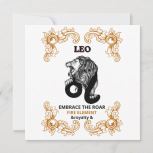 Leo Zodiac Royalty Embrace the Roar Fire Element Invitation