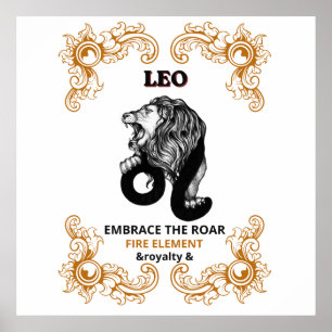 Leo Zodiac Royalty Embrace the Roar Fire Element Poster