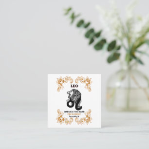 Leo Zodiac Royalty   Embrace the Roar Fire Element Square Business Card