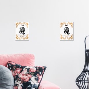 Leo Zodiac Royalty Embrace the Roar Fire Element Wall Art Sets