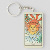 Leo Zodiac Sign Abstract Art Vintage Keychain