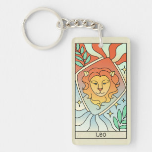 Leo Zodiac Sign Abstract Art Vintage Keychain