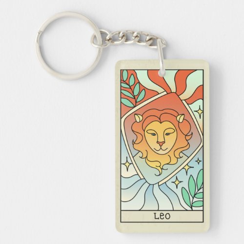 Leo Zodiac Sign Abstract Art Vintage Keychain