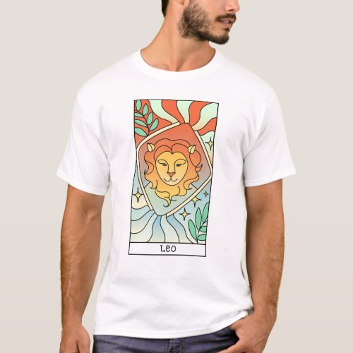 Leo Zodiac Sign Abstract Art Vintage T_Shirt