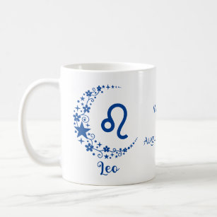 Leo Zodiac Sign Astrology Birthday Blue White Coffee Mug