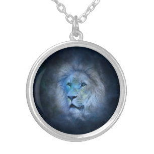 Leo Zodiac Sign Astrology Blue Lion Necklace