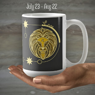 Leo Zodiac Sign Astrology Mandala Yellow White Coffee Mug