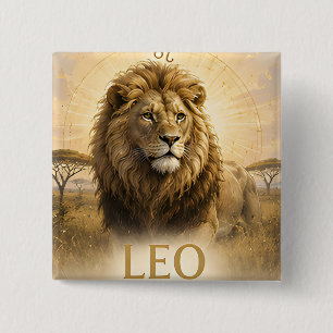 Leo Zodiac Sign Birthday Astrology Gift Button