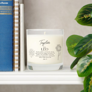Leo Zodiac Sign Birthday Gift Vanilla Scented Candle