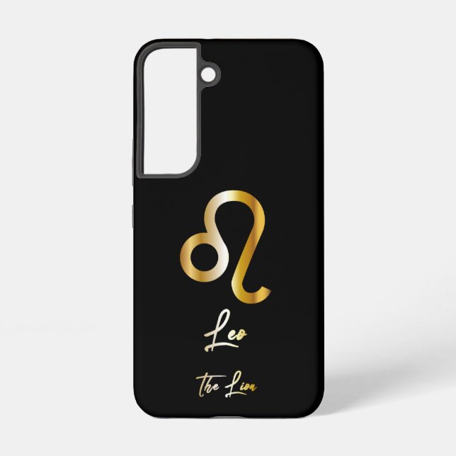 Leo Zodiac Sign, Black & Gold  Samsung Galaxy Case (Back)
