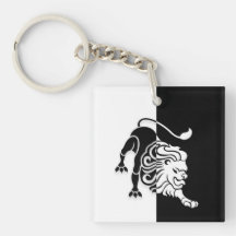 Leo Zodiac Sign, Black & White Keychain