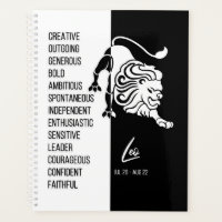 Leo Zodiac Sign, Black & White Planner