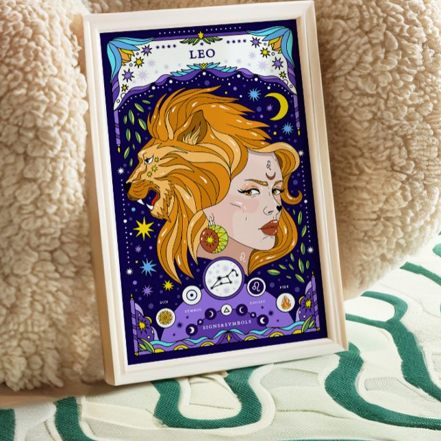 Leo Zodiac Sign Blue Poster - Radiant and Regal (Creator Uploaded)