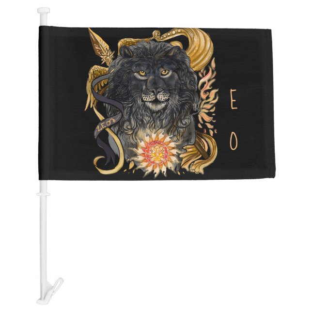 Leo Zodiac Sign Car Flag (Front)