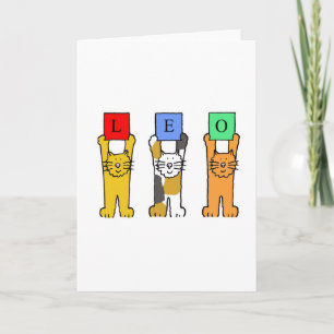 Leo Zodiac Sign Cartoon Cats Card