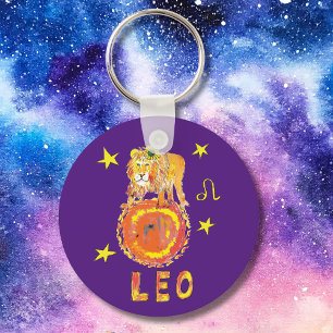Leo Zodiac Sign Cartoon Lion Astrology Keychain