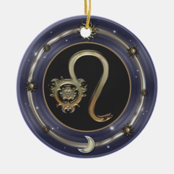 Leo Zodiac Sign Ceramic Ornament by EarthMagickGifts at Zazzle