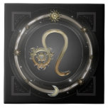 Leo Zodiac Sign Ceramic Tile<br><div class="desc">Whether you love astrology or you're struggling for a gift idea... An item with a personal zodiac sign is always a good choice. The star sign symbol of Leo the lion features centre in this design surrounded by the sun, moon and stars.The background colour of this item can be changed...</div>