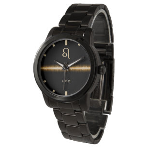 Leo Zodiac Sign Cool Light Gold Line Custom Name Watch