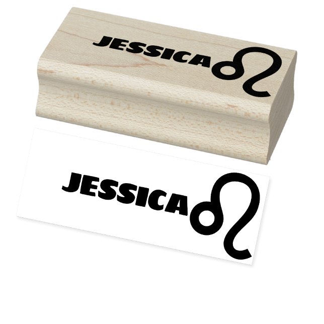 Leo Zodiac Sign Cool Personalized Name Text Word Rubber Stamp (Creator Uploaded)