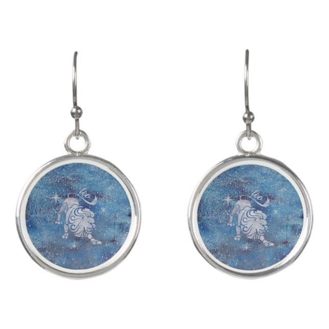 Leo Zodiac Sign Drop Earrings (Front)