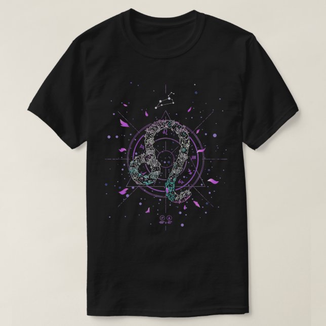 Leo Zodiac Sign Floral Flower July August Birthday T-Shirt (Design Front)