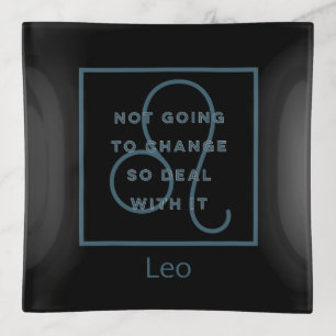 Leo Zodiac Sign Fun Quote Blue Text Birthday Trinket Tray
