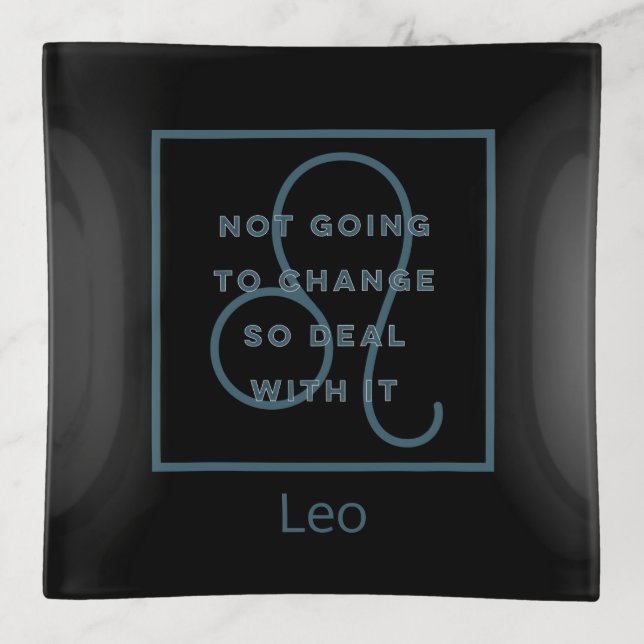 Leo Zodiac Sign Fun Quote Blue Text Birthday Trinket Tray (Front)