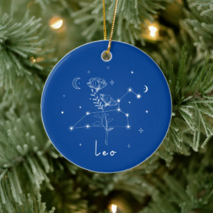 Leo Zodiac Sign Graphic Tee Ceramic Ornament