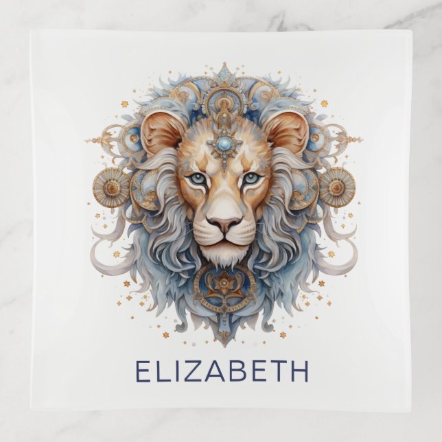Leo Zodiac Sign Horoscope Trinket Tray (Front)