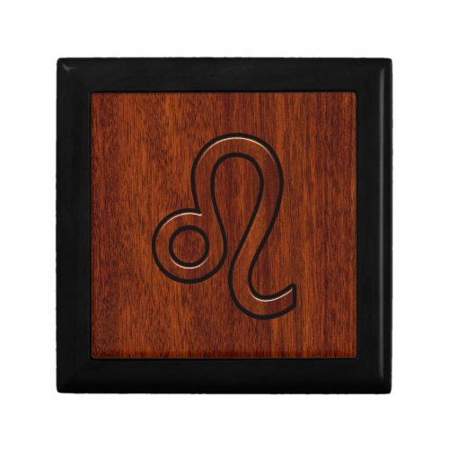 Leo Zodiac Sign in Brown Mahogany wood style Gift Box