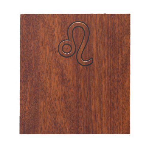 Leo Zodiac Sign in Brown Mahogany wood style Notepad
