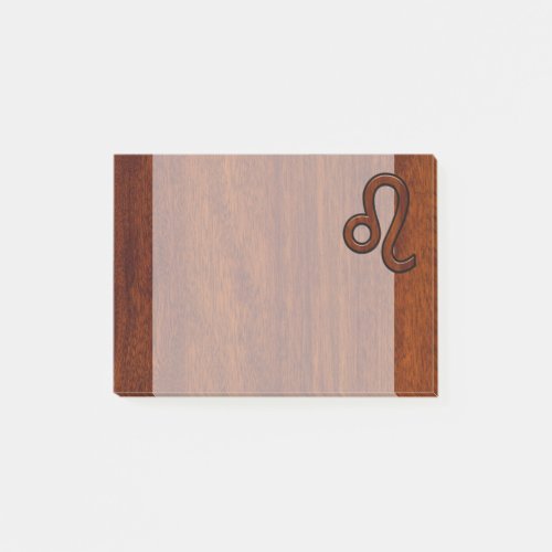 Leo Zodiac Sign in Brown Mahogany wood style Post_it Notes