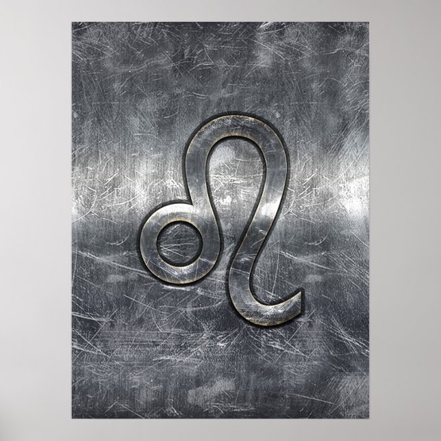 Leo Zodiac Sign in Grunge Distressed Decor (Front)