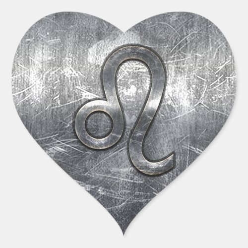 Leo Zodiac Sign in Grunge Distressed Decor Heart Sticker
