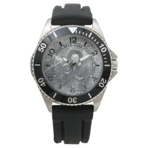 Leo Zodiac Sign in Grunge Distressed Dial Watch