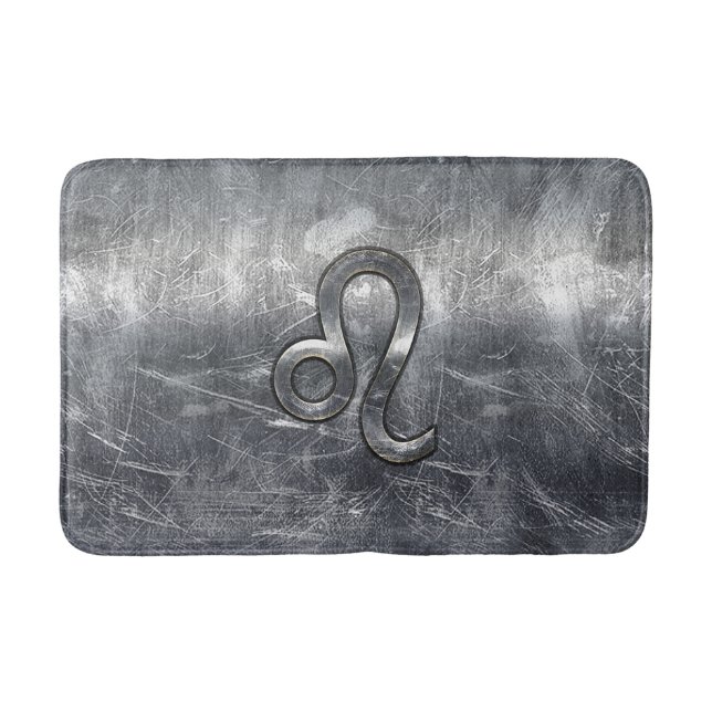 Leo Zodiac Sign in Industrial Style Bathroom Mat (Front)