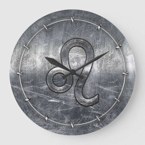 Leo Zodiac Sign in Industrial Style Large Clock