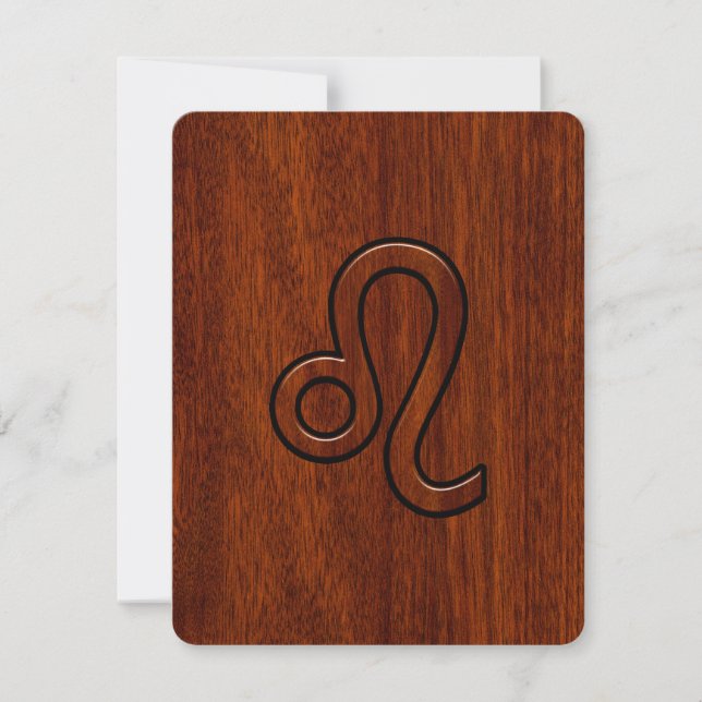 Leo Zodiac Sign in Mahogany wood style (Front)