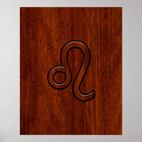 Leo Zodiac Sign in Mahogany wood style