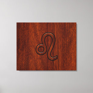 Leo Zodiac Sign in Mahogany wood style