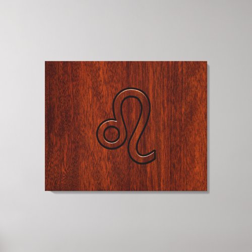 Leo Zodiac Sign in Mahogany wood style