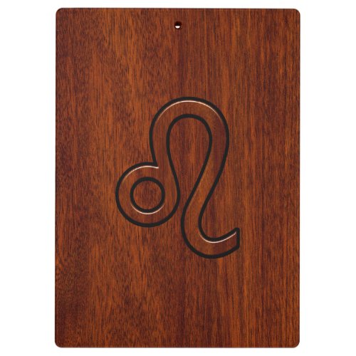 Leo Zodiac Sign in Mahogany wood style Clipboard