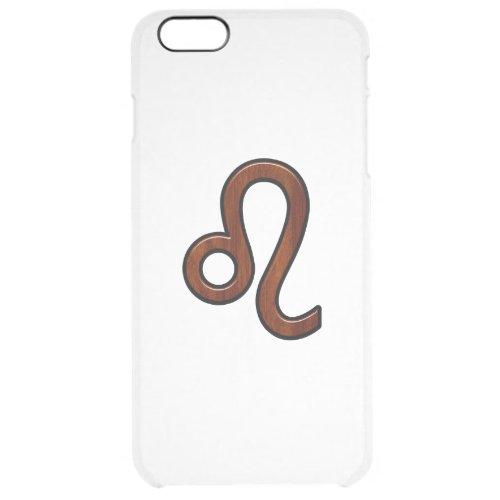 Leo Zodiac Sign in Mahogany wood style Clear iPhone 6 Plus Case